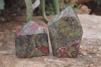 Polished Dragon Bloodstone Points x 2 From South Africa - Toprock Gemstones and Minerals 