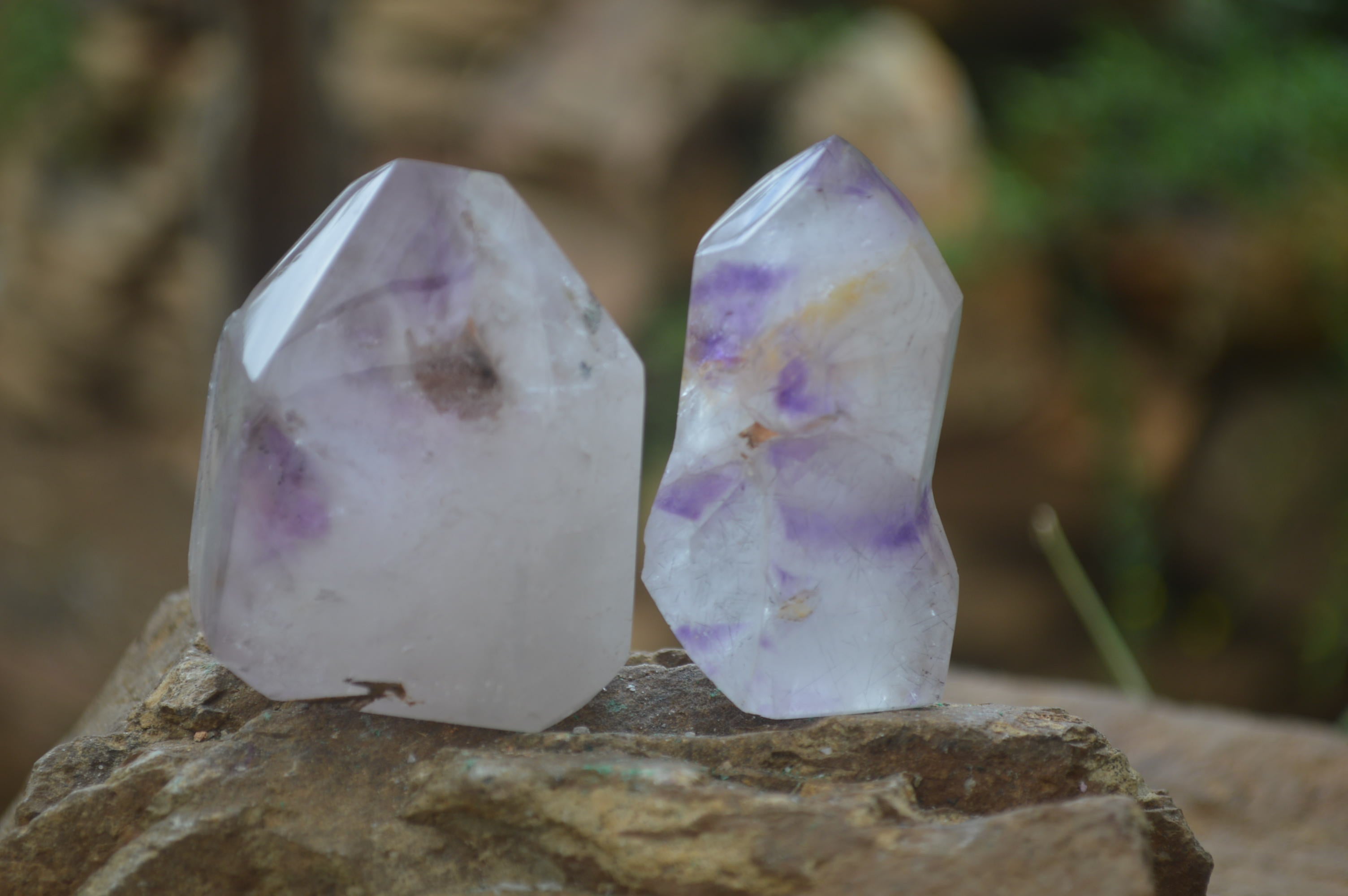 Polished Smokey Amethyst Window Quartz Points x 12 From Akansobe, Madagascar - Toprock Gemstones and Minerals 