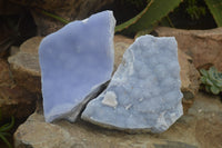 Natural Crystalline Blue Lace Agate Plates x 2 From Namibia - Toprock Gemstones and Minerals 