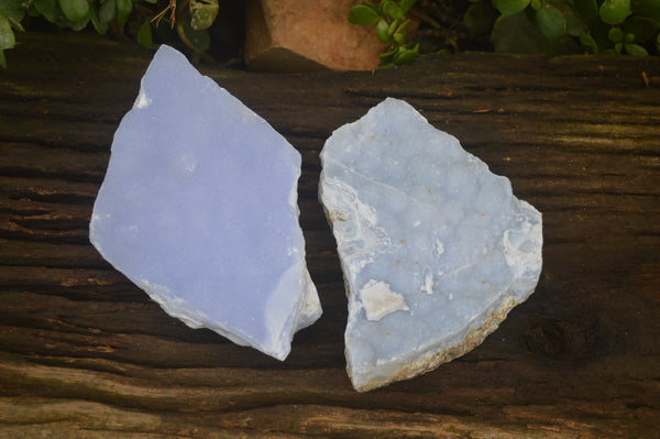 Natural Crystalline Blue Lace Agate Plates x 2 From Namibia - Toprock Gemstones and Minerals 