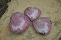 Polished Rhodonite Gemstone Hearts x 6 From Madagascar