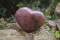 Polished Rhodonite Gemstone Hearts x 6 From Madagascar