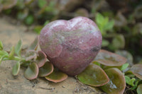Polished Rhodonite Gemstone Hearts x 6 From Madagascar