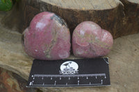 Polished Rhodonite Gemstone Hearts x 6 From Madagascar