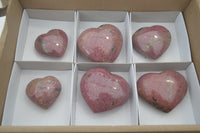 Polished Rhodonite Gemstone Hearts x 6 From Madagascar