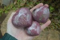 Polished Rhodonite Gemstone Hearts x 6 From Madagascar