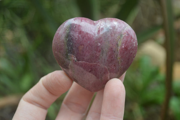 Polished Rhodonite Gemstone Hearts x 6 From Madagascar