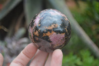Polished Rhodonite Spheres x 4 From Ambindavato, Madagascar - Toprock Gemstones and Minerals 