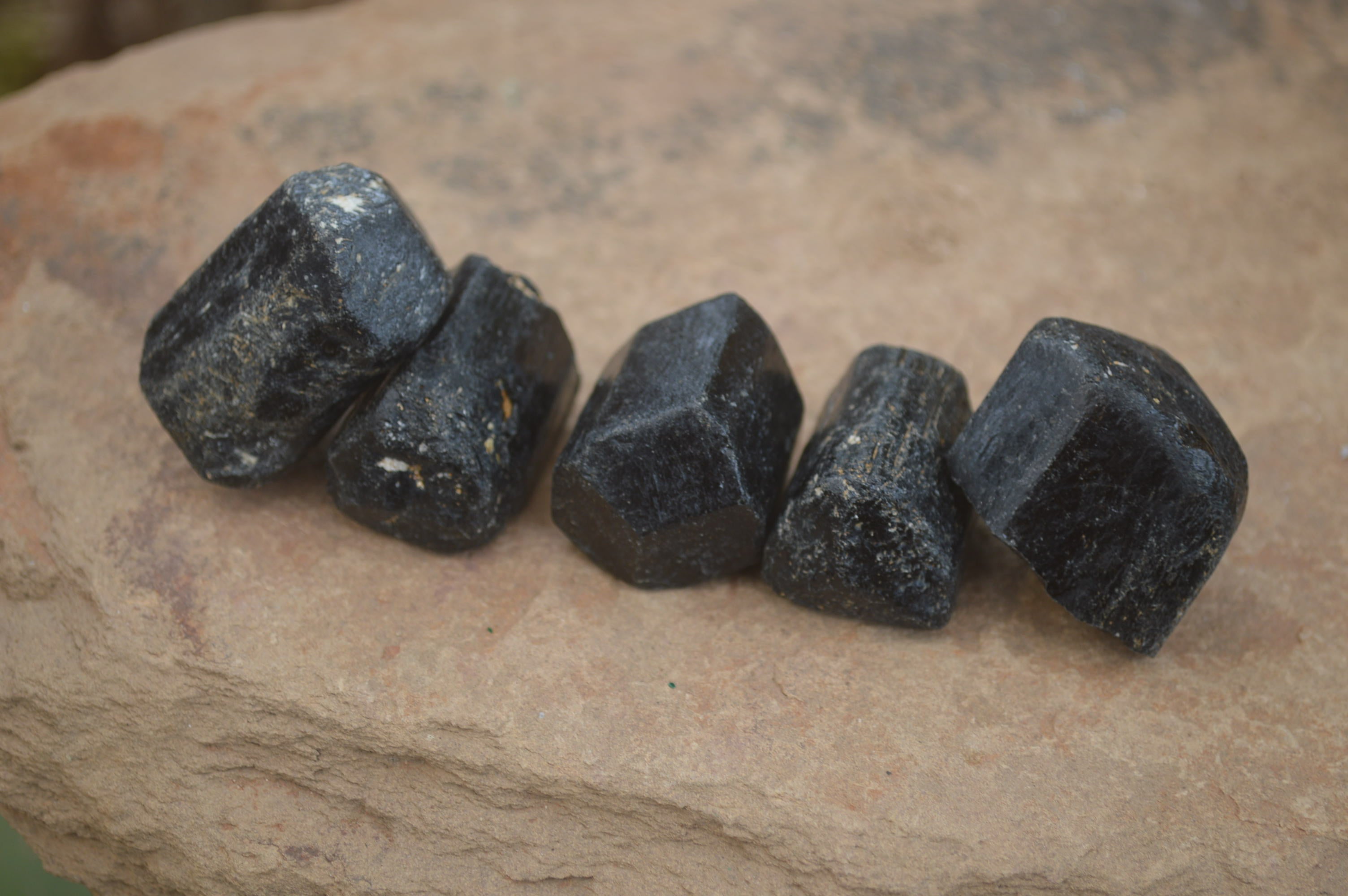 Natural Alluvial Schorl Black Tourmaline Crystals x 35 From Zimbabwe - Toprock Gemstones and Minerals 