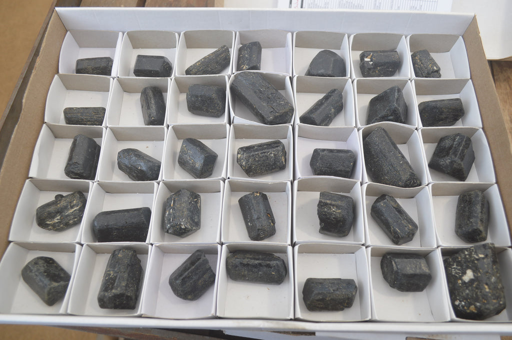 Natural Alluvial Schorl Black Tourmaline Crystals x 35 From Zimbabwe - Toprock Gemstones and Minerals 
