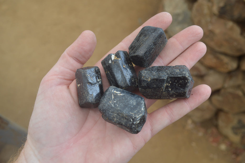 Natural Alluvial Schorl Black Tourmaline Crystals x 35 From Zimbabwe - Toprock Gemstones and Minerals 