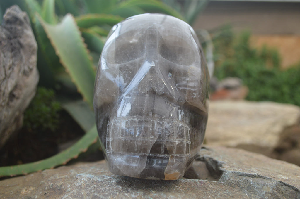Polished Smokey Quartz Skull Carving x 1 From Madagascar - Toprock Gemstones and Minerals 