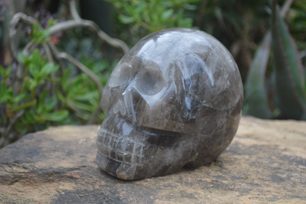 Polished Smokey Quartz Skull Carving x 1 From Madagascar - Toprock Gemstones and Minerals 