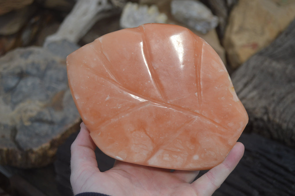 Polished Orange Twist Calcite Leaf Sculpture x 1 From Maevantanana, Madagascar - Toprock Gemstones and Minerals 