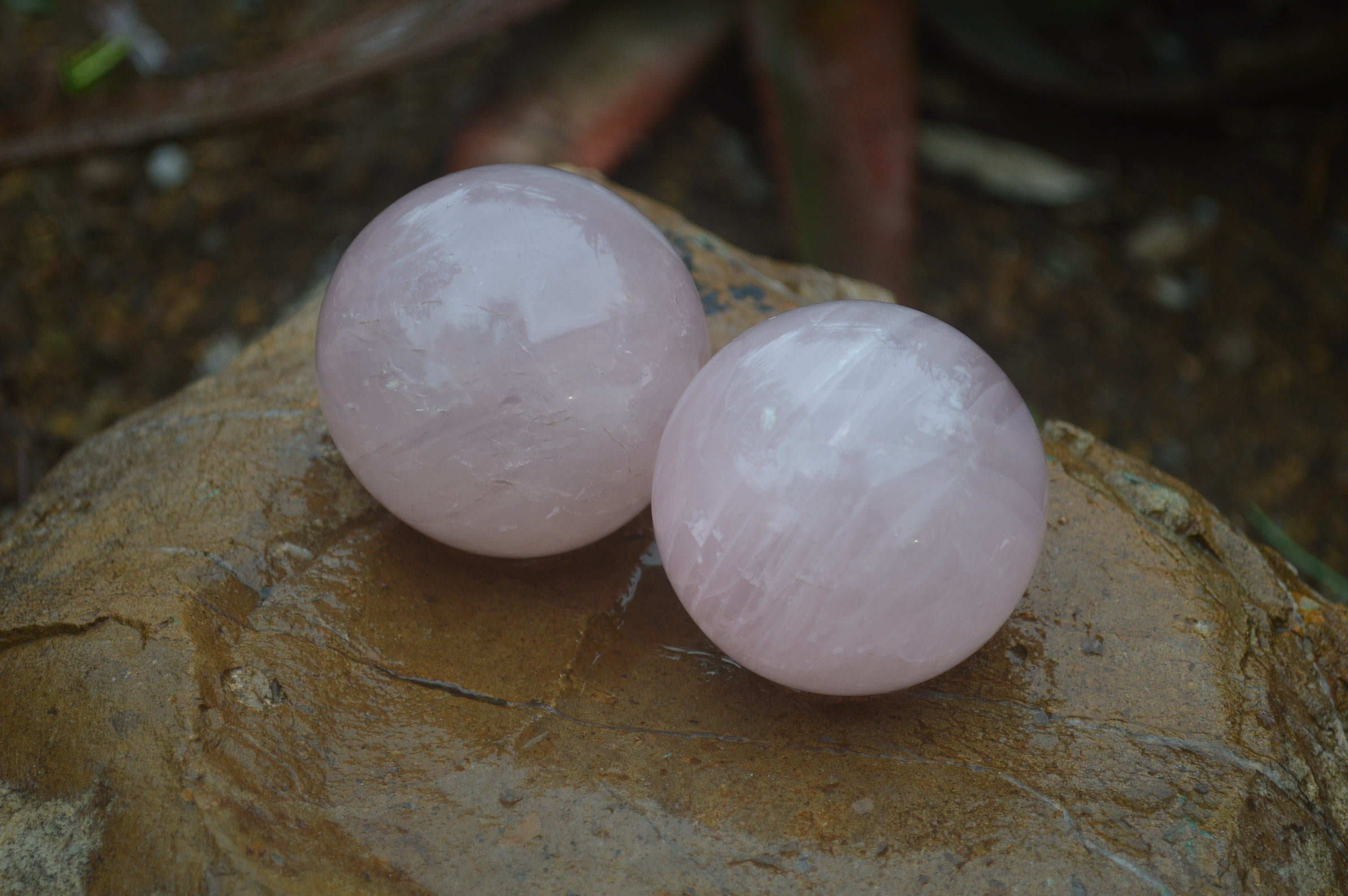 Polished Rose Quartz Sphere-Balls x 4 From Madagascar - Toprock Gemstones and Minerals 