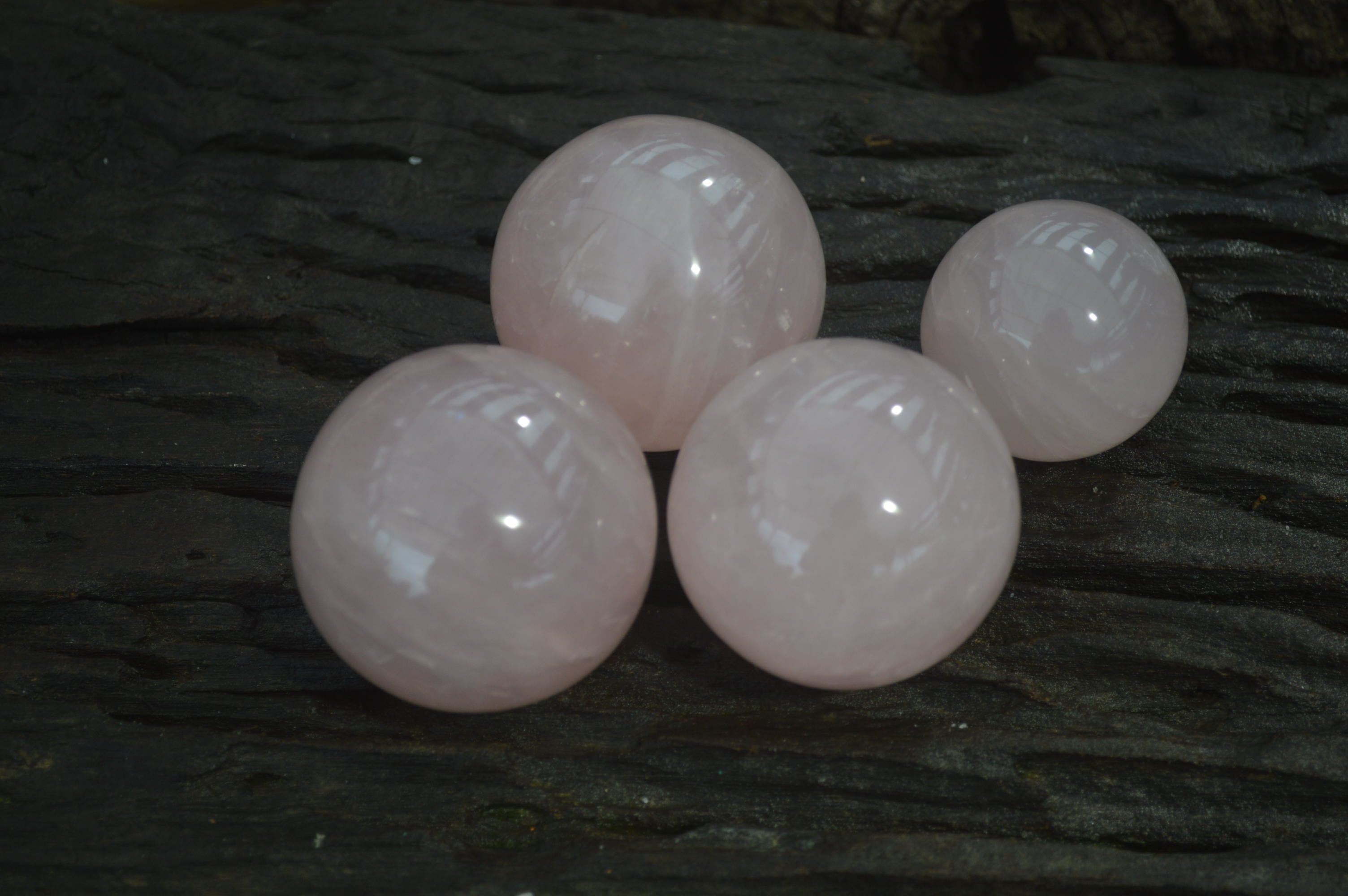 Polished Rose Quartz Sphere-Balls x 4 From Madagascar - Toprock Gemstones and Minerals 