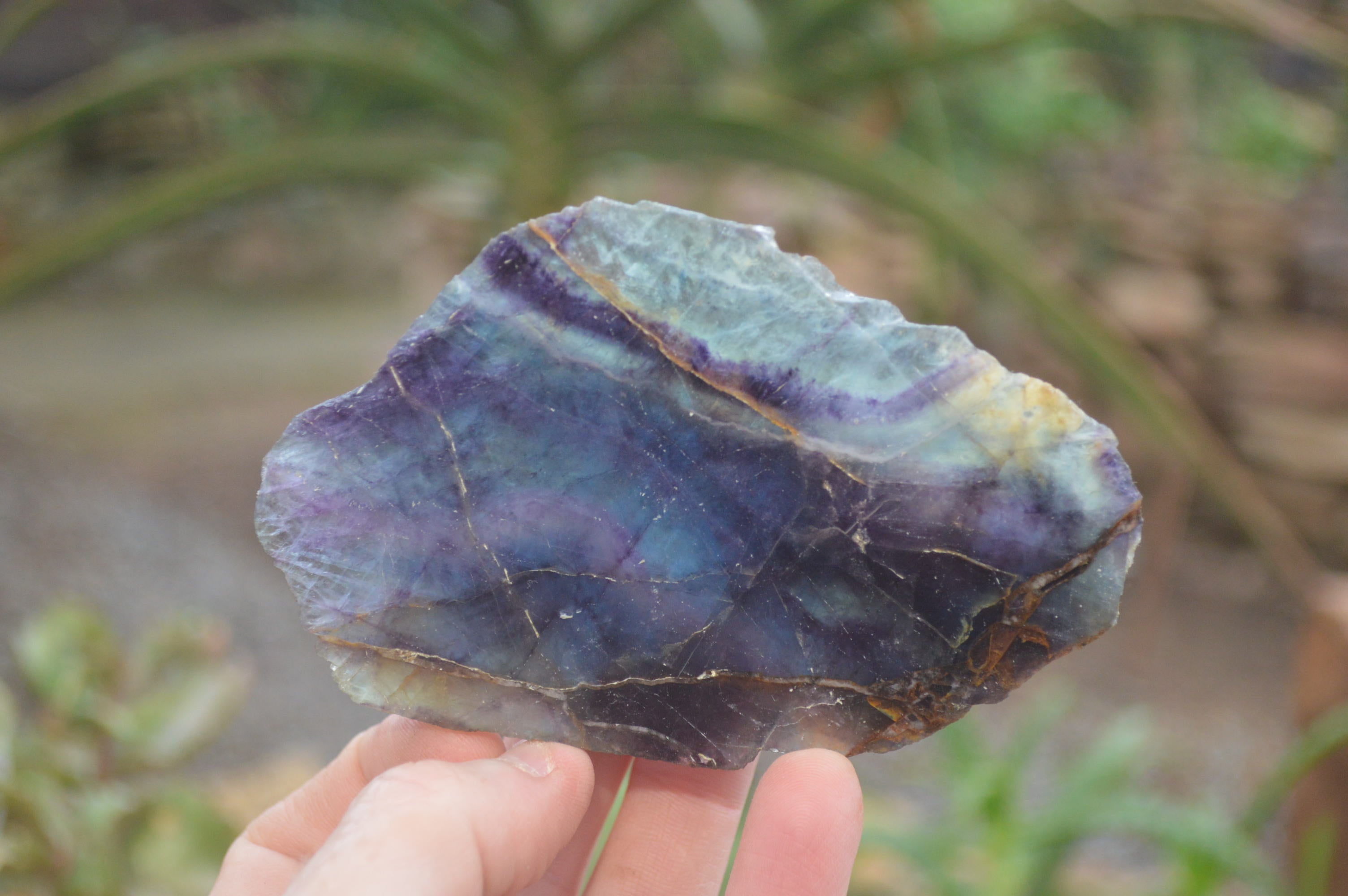 Polished On One Side Watermelon Fluorite Specimens x 6 From Uis, Namibia - Toprock Gemstones and Minerals 