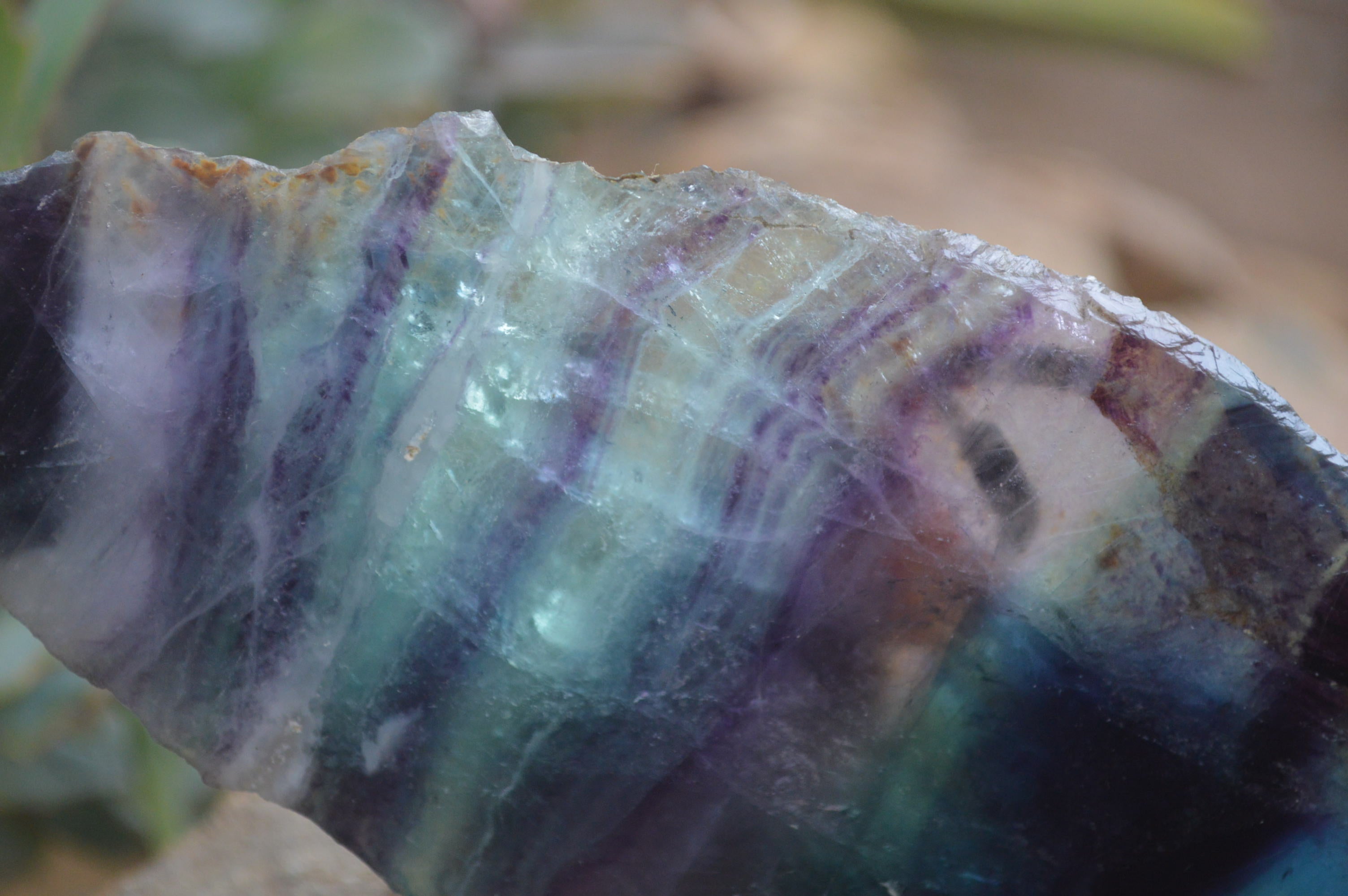 Polished On One Side Watermelon Fluorite Specimens x 6 From Uis, Namibia - Toprock Gemstones and Minerals 