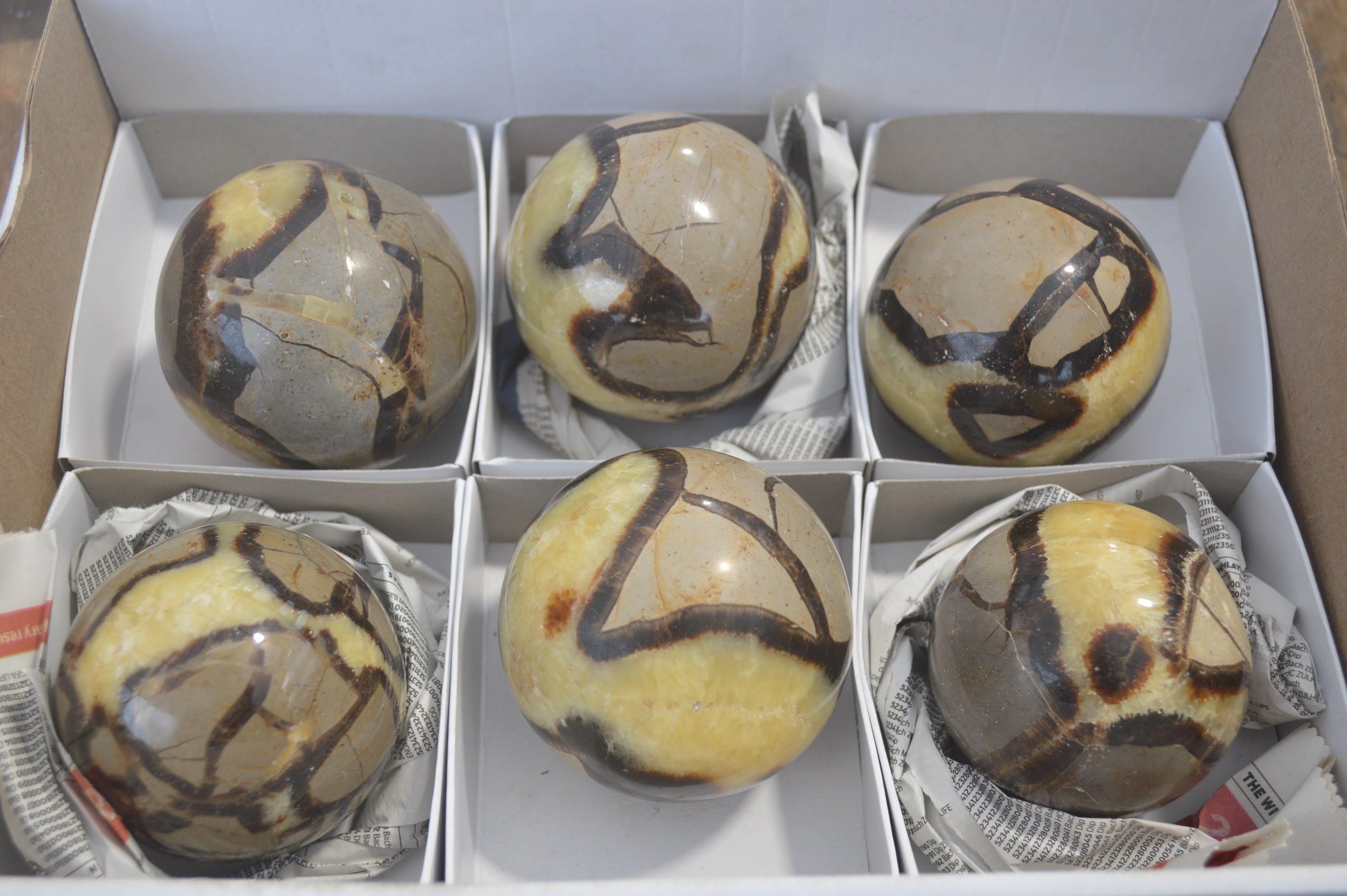 Polished Septerye Spheres x 6 From Mahajanga, Madagascar - Toprock Gemstones and Minerals 