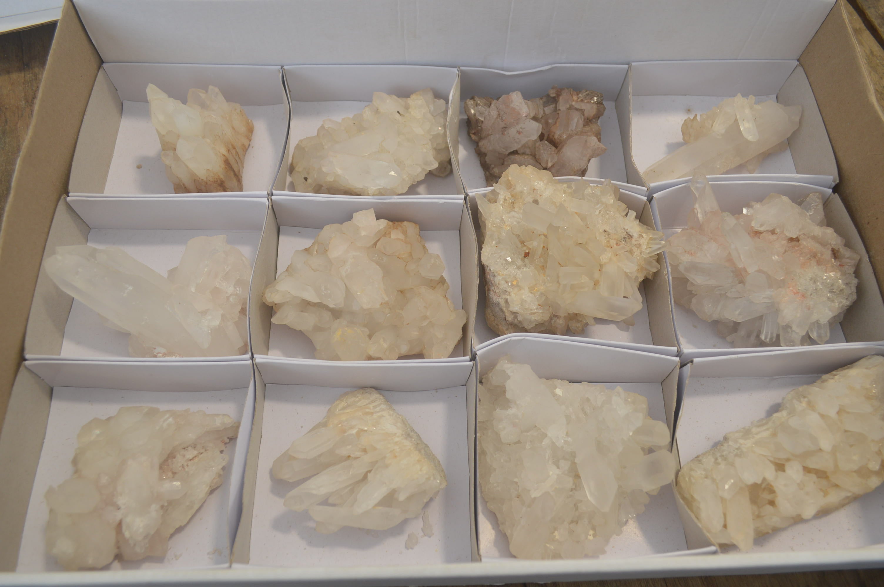 Natural Clear Quartz Clusters x 12 From Madagascar - Toprock Gemstones and Minerals 