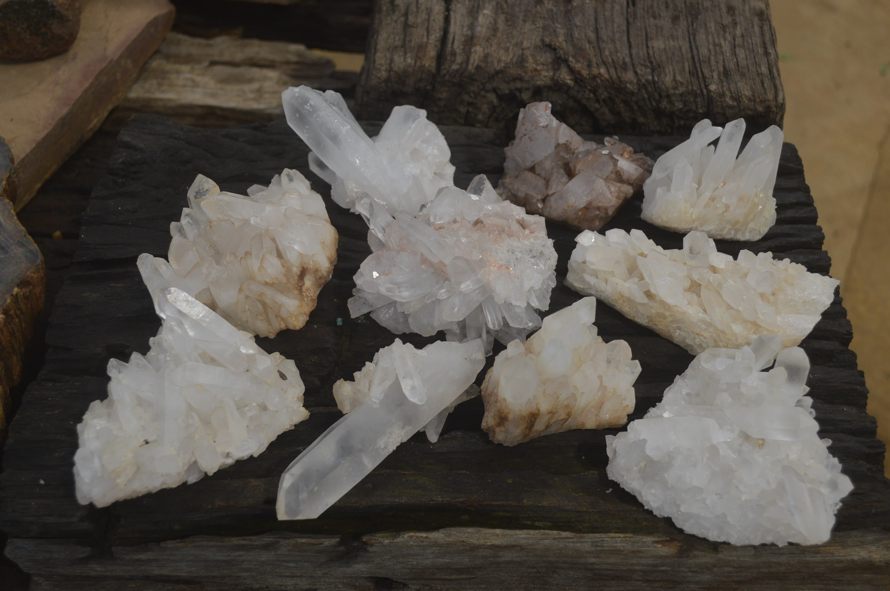 Natural Clear Quartz Clusters x 12 From Madagascar - Toprock Gemstones and Minerals 