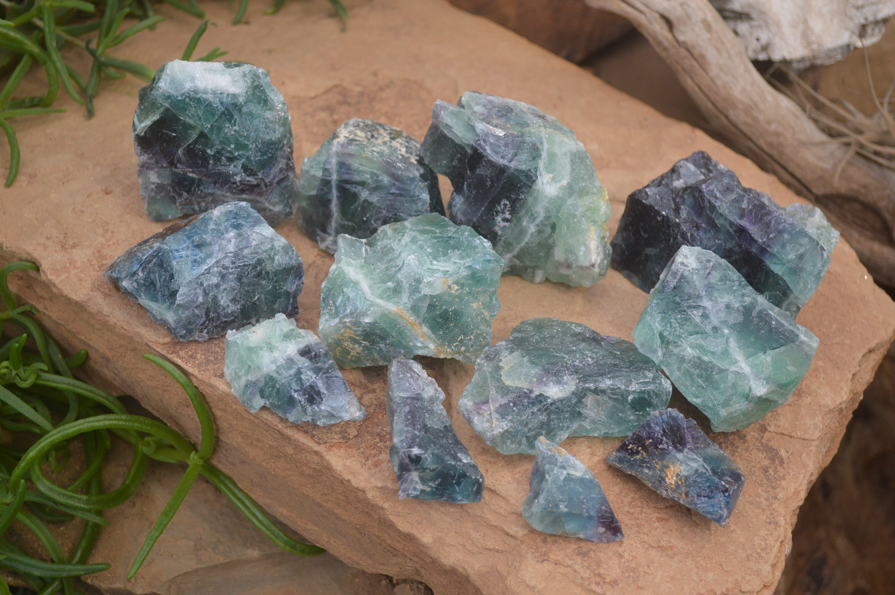 Natural Watermelon Fluorite Cobbed Specimens x 12 From Uis, Namibia - Toprock Gemstones and Minerals 