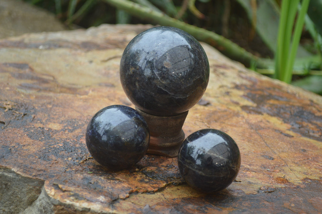 Polished Iolite Water Sapphire Sphere-Balls x 4 From Madagascar - Toprock Gemstones and Minerals 