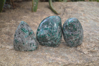 Polished Rare Emerald Mica In Matrix Standing Free Forms x 3 From Mutoko, Zimbabwe - Toprock Gemstones and Minerals 