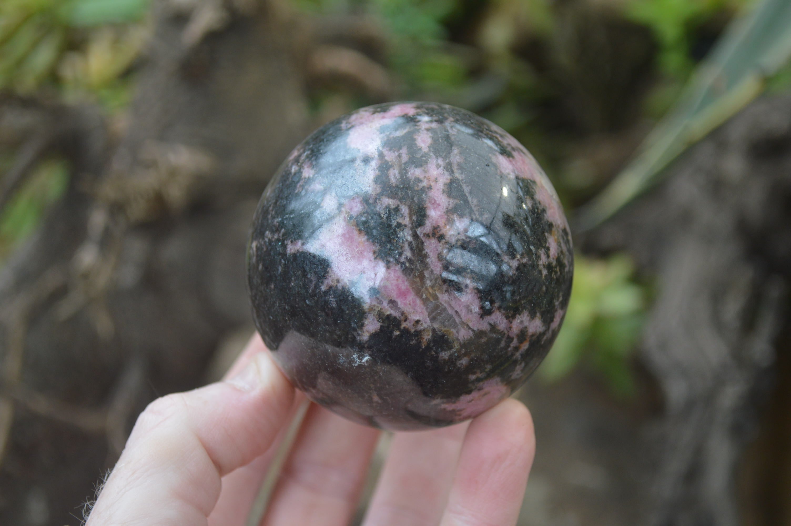 Polished Rhodonite Sphere-Balls x 3 From Ambindavato, Madagascar - Toprock Gemstones and Minerals 