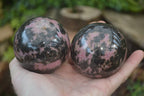 Polished Rhodonite Sphere-Balls x 3 From Ambindavato, Madagascar - Toprock Gemstones and Minerals 
