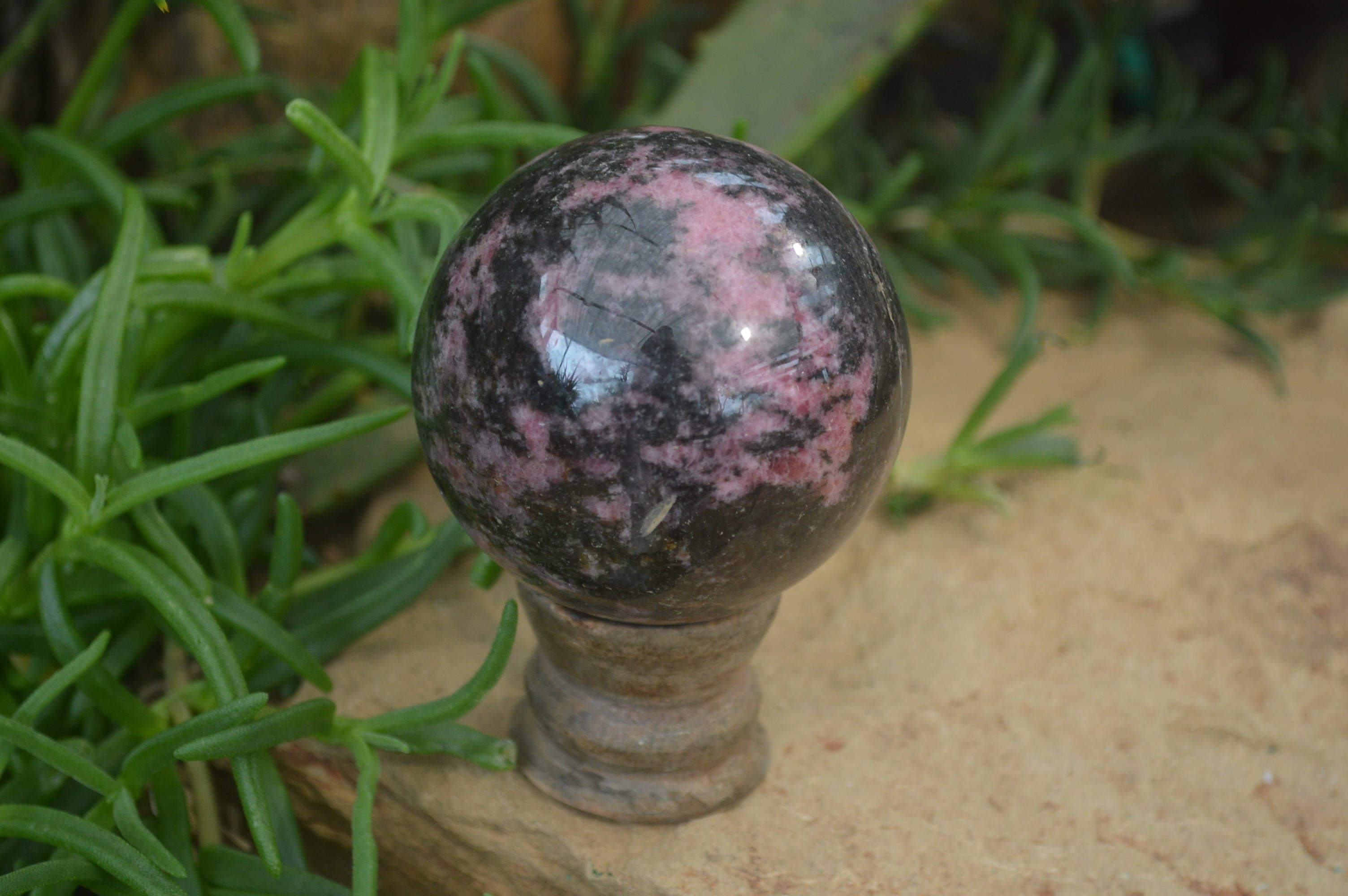 Polished Rhodonite Sphere-Balls x 3 From Ambindavato, Madagascar - Toprock Gemstones and Minerals 