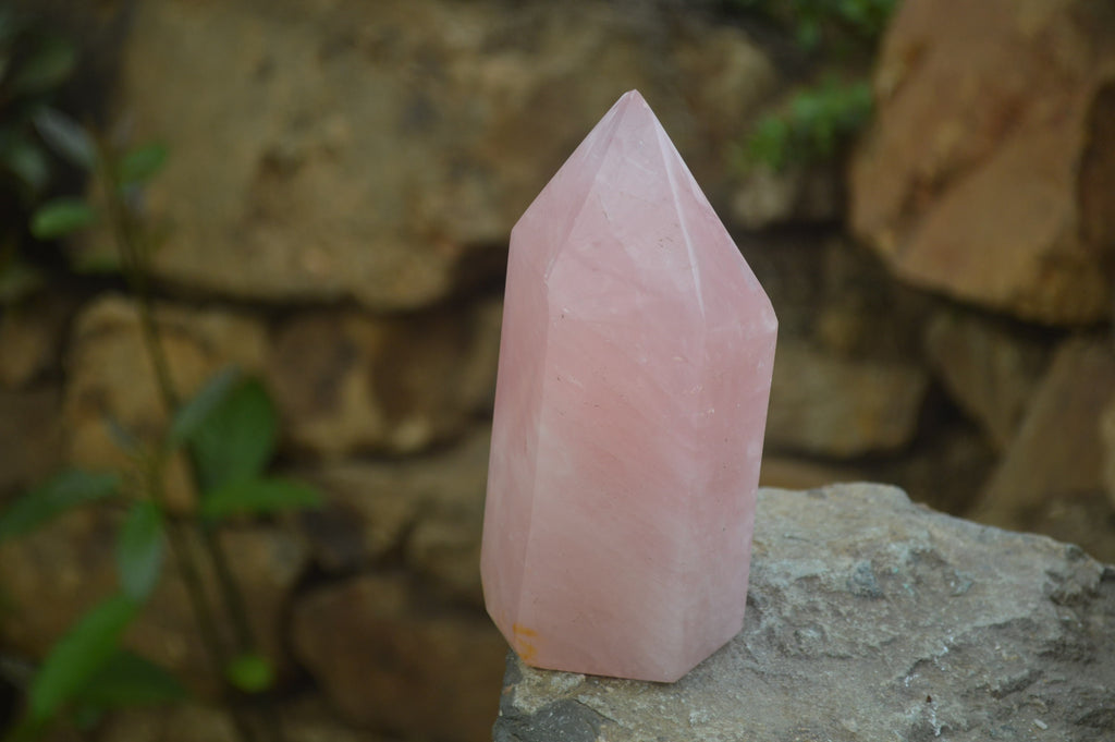 Polished Rose Quartz Point-Prisms x 3 From Madagascar - Toprock Gemstones and Minerals 