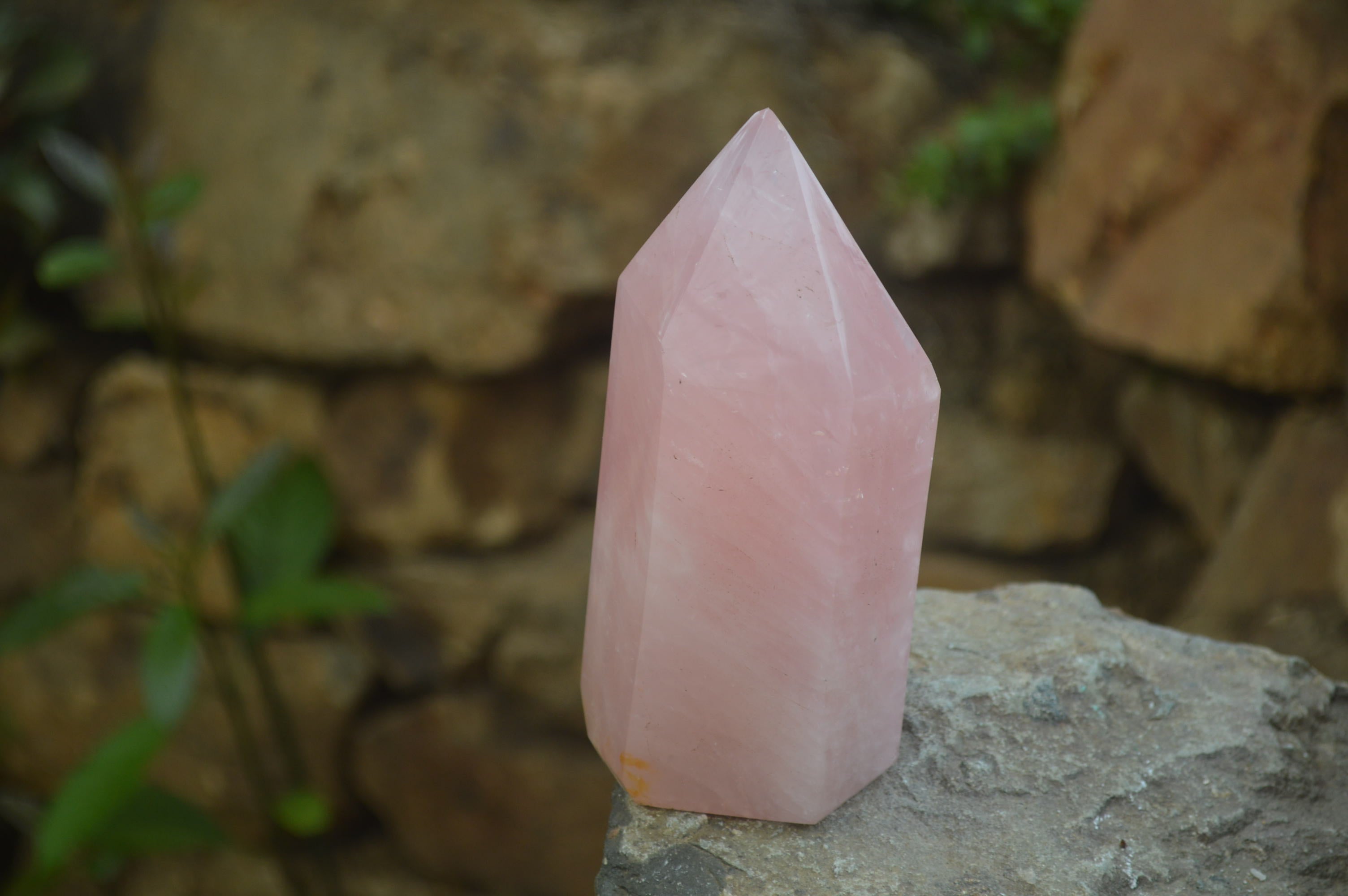 Polished Rose Quartz Point-Prisms x 3 From Madagascar - Toprock Gemstones and Minerals 