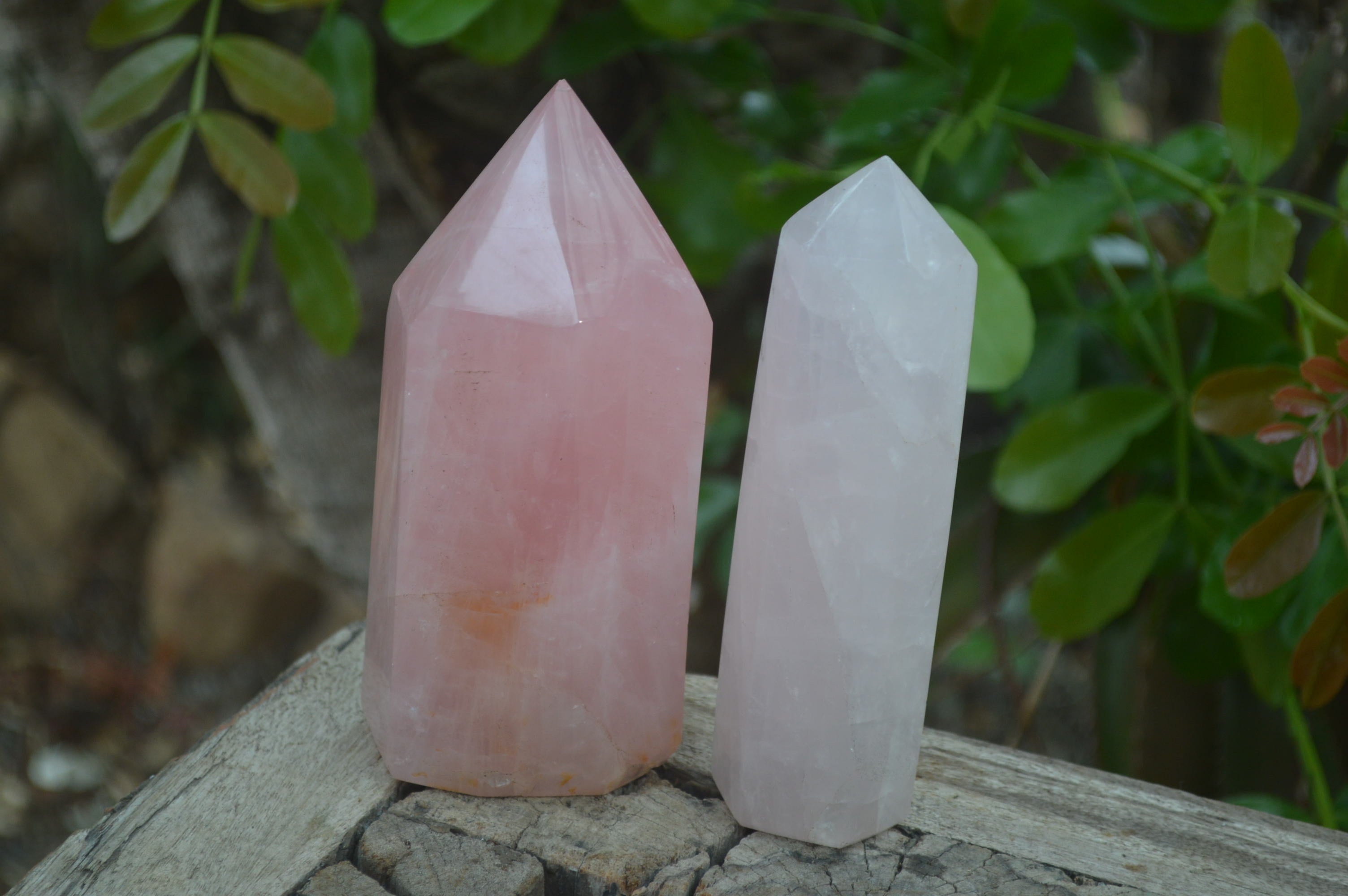 Polished Rose Quartz Point-Prisms x 3 From Madagascar - Toprock Gemstones and Minerals 