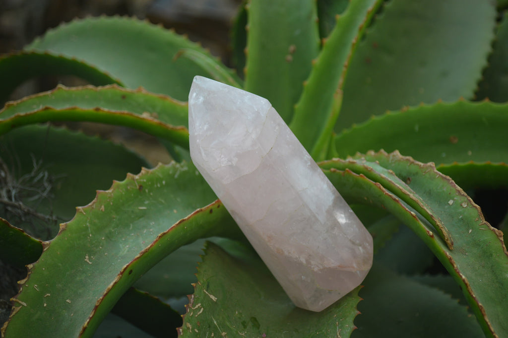 Polished Rose Quartz Point-Prisms x 3 From Madagascar - Toprock Gemstones and Minerals 