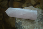 Polished Rose Quartz Point-Prisms x 3 From Madagascar - Toprock Gemstones and Minerals 