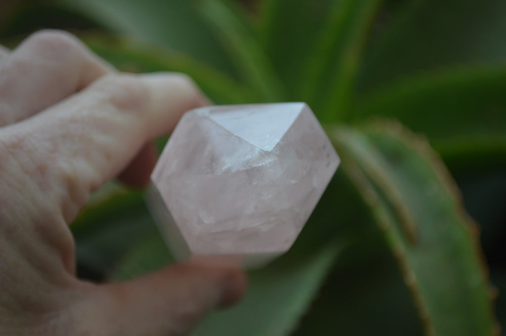 Polished Rose Quartz Point-Prisms x 3 From Madagascar - Toprock Gemstones and Minerals 