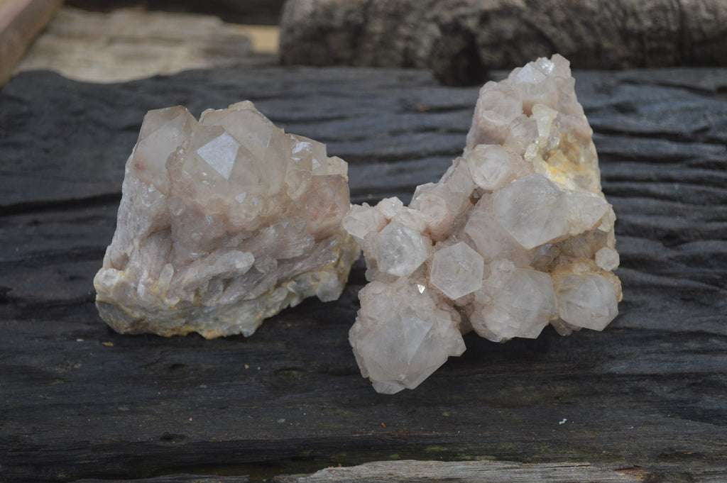 Natural Smokey Phantom Quartz Clusters x 2 From Luena, Congo - Toprock Gemstones and Minerals 