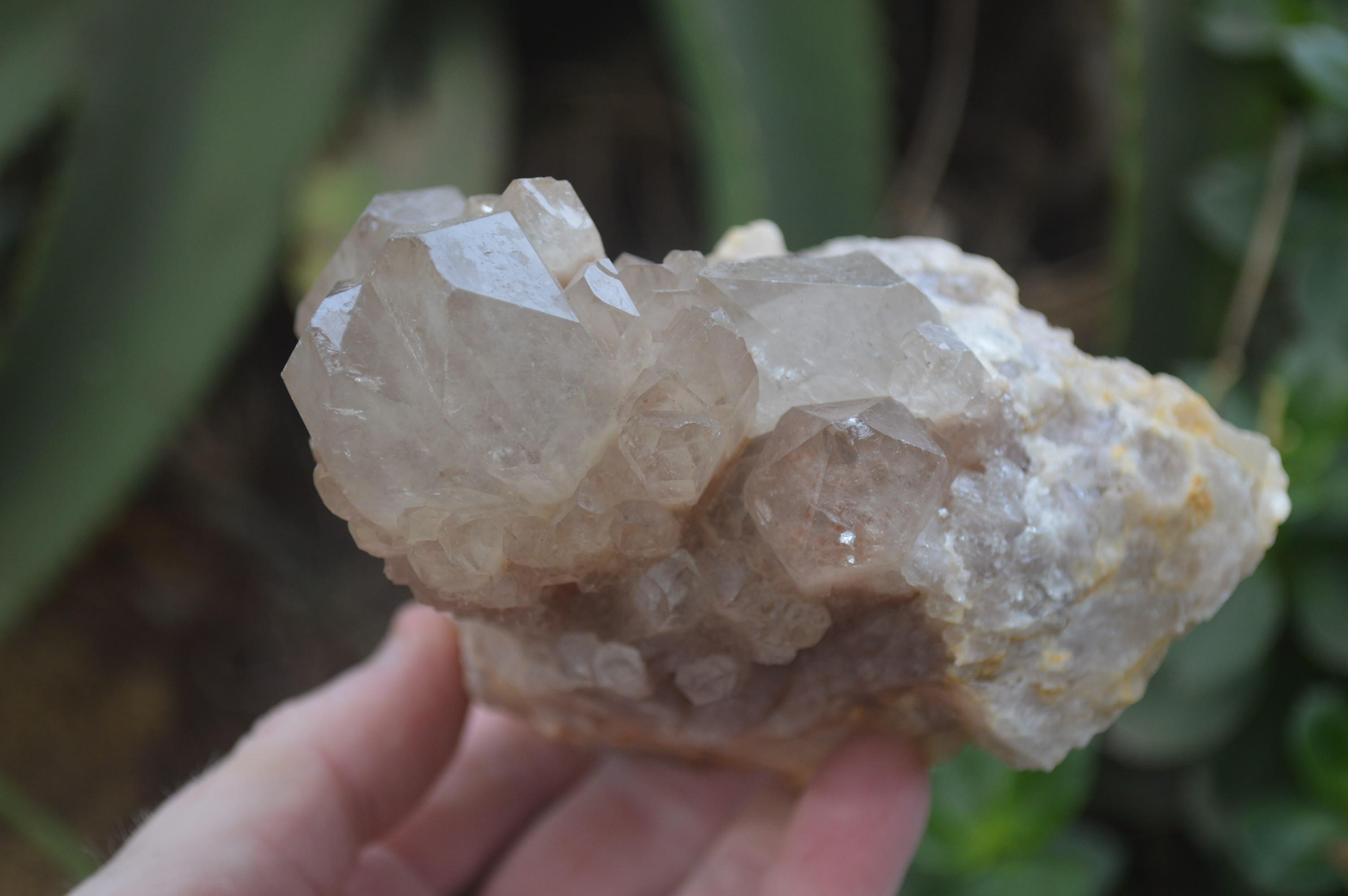 Natural Smokey Phantom Quartz Clusters x 2 From Luena, Congo - Toprock Gemstones and Minerals 