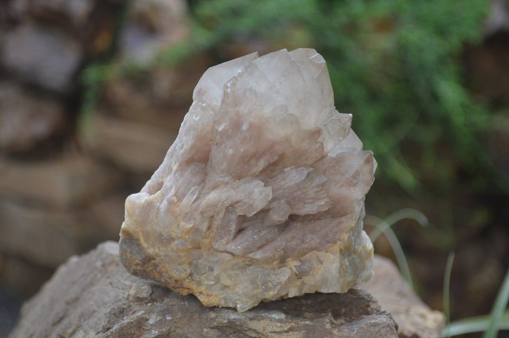 Natural Smokey Phantom Quartz Clusters x 2 From Luena, Congo - Toprock Gemstones and Minerals 