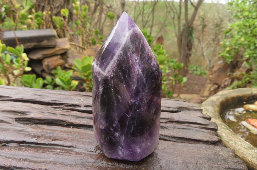 Polished Chevron Amethyst Points x 2 From Zambia - Toprock Gemstones and Minerals 