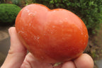 Polished Orange Twist Calcite Gemstone Hearts x 3 From Madagascar - Toprock Gemstones and Minerals 