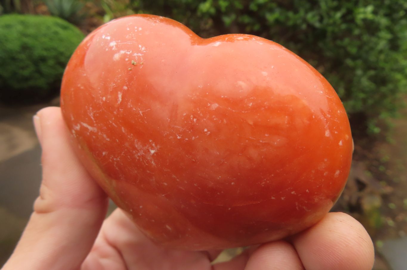 Polished Orange Twist Calcite Gemstone Hearts x 3 From Madagascar - Toprock Gemstones and Minerals 