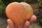 Polished Orange Twist Calcite Gemstone Hearts x 3 From Madagascar - Toprock Gemstones and Minerals 