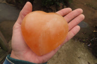Polished Orange Twist Calcite Gemstone Hearts x 3 From Madagascar - Toprock Gemstones and Minerals 