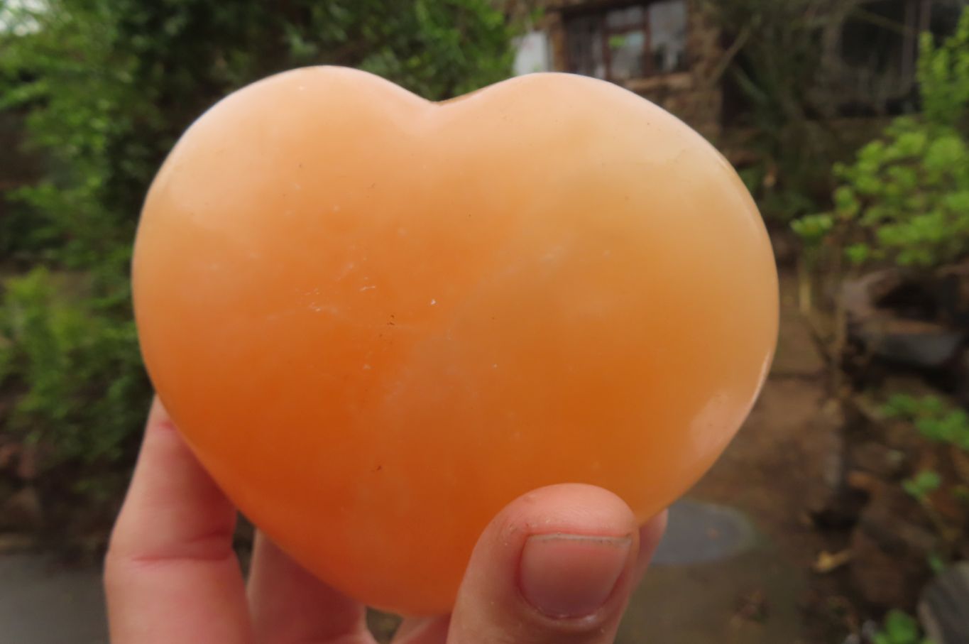 Polished Orange Twist Calcite Gemstone Hearts x 3 From Madagascar - Toprock Gemstones and Minerals 