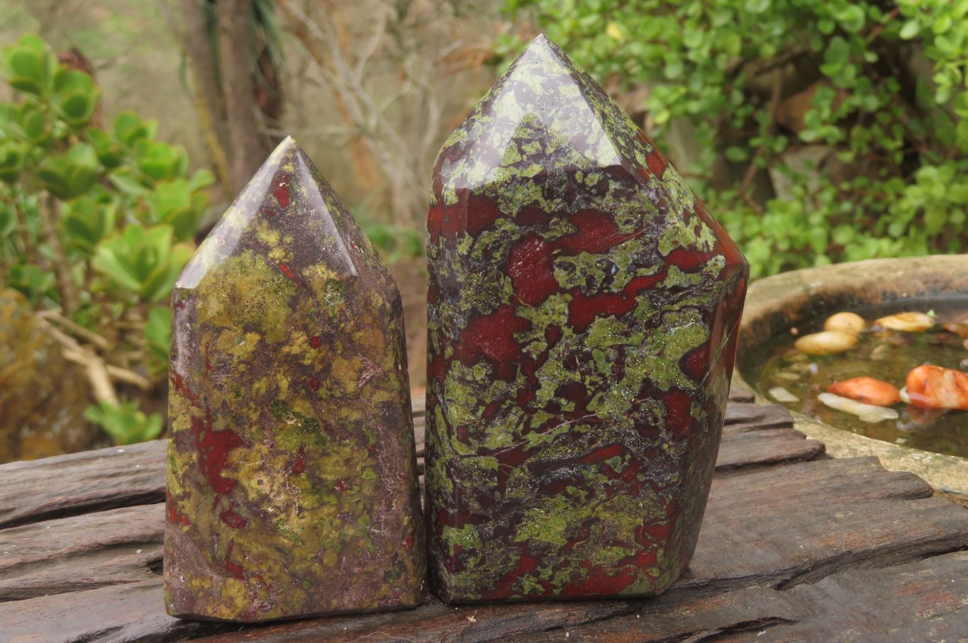 Polished Dragons Blood Stone Points x 2 From Tshipise, South Africa - Toprock Gemstones and Minerals 