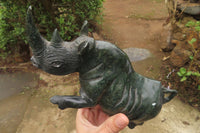 Polished Verdite Rhino Carving x 1 From Zimbabwe - Toprock Gemstones and Minerals 
