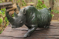 Polished Verdite Rhino Carving x 1 From Zimbabwe - Toprock Gemstones and Minerals 