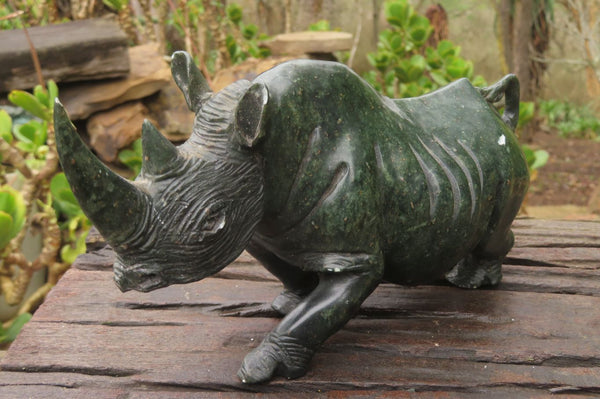 Polished Verdite Rhino Carving x 1 From Zimbabwe - Toprock Gemstones and Minerals 